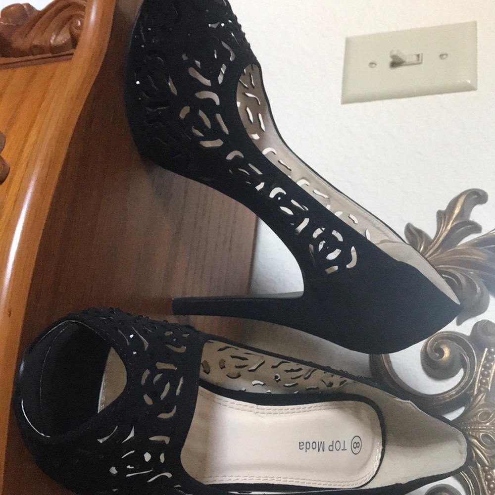 Top Moda Heels with Peek a Boo Toe - size 8